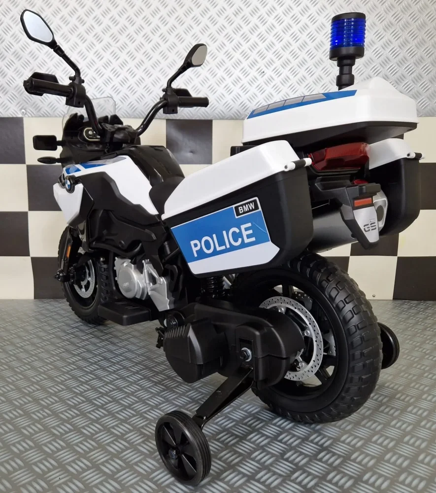 Cars4Kids Motocicleta electrica pentru copii Politie BMW F850 12V roti ajutatoare girofar Led 3-5 ani