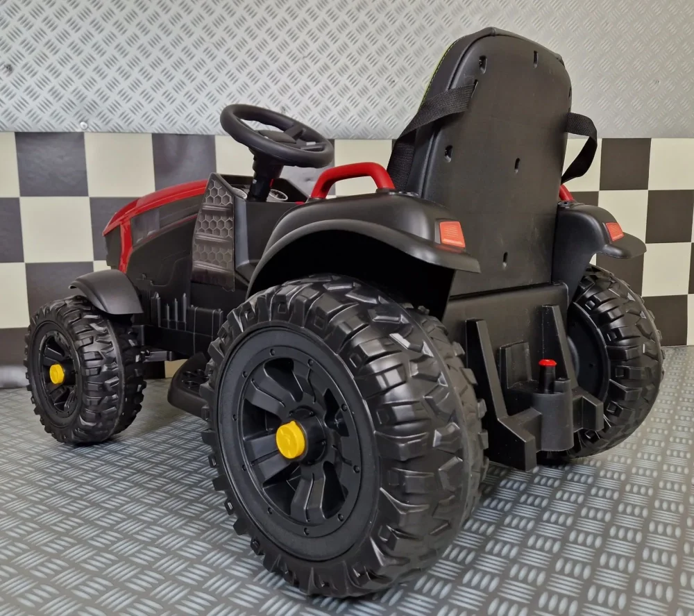 Cars4Kids Tractor electric pentru copii Farmer Rosu 12V cu remorca detasabila telecomanda 2.4G roti EVA scaun piele 3-6 ani