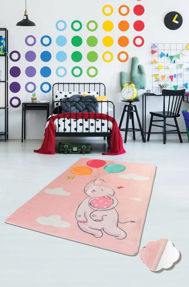 Chilai Home Covor antiderapant pentru copii Balloons Pink 150x200 cm