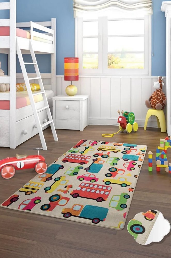 Chilai Home Covor antiderapant pentru copii Cars Ekru 100x150 cm