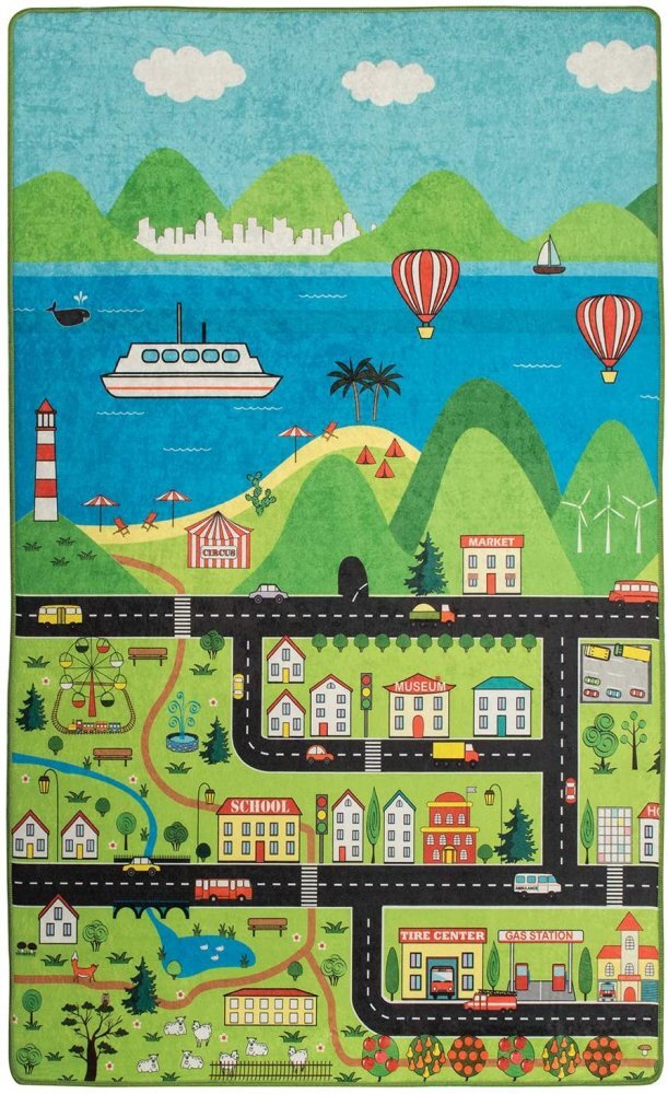 Chilai Home Covor antiderapant pentru copii Happy City 150x200 cm