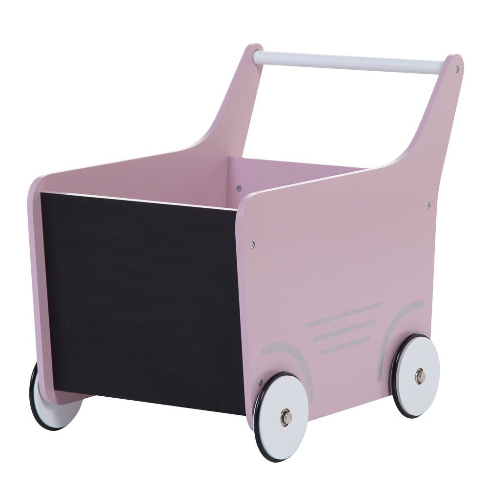 Childhome Carucior cu spatiu depozitare si tabla de scris Childhom lemn roz