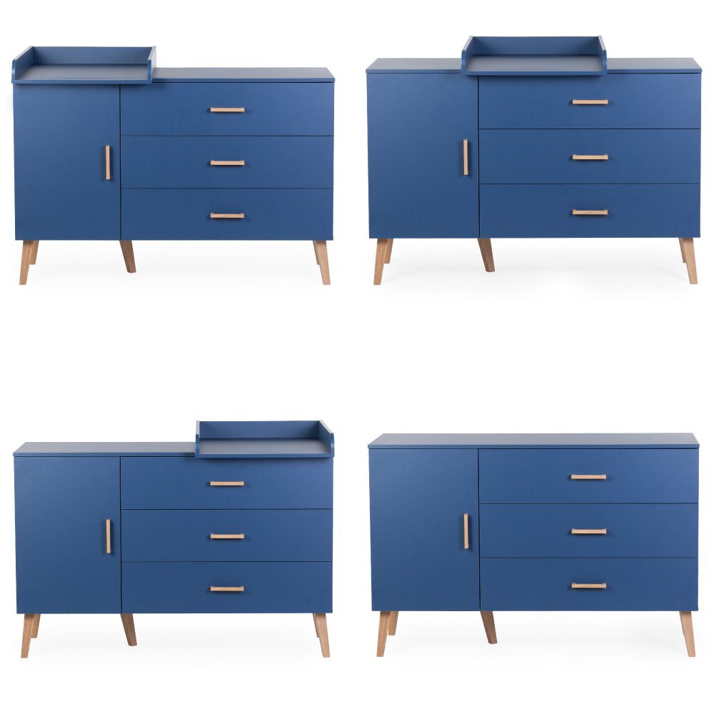 Childhome Comoda Bold Blue 137x77x98 cm cu masa de infasat
