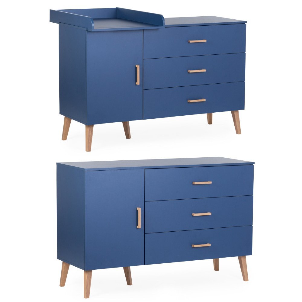 Childhome Comoda Bold Blue 137x77x98 cm cu masa de infasat