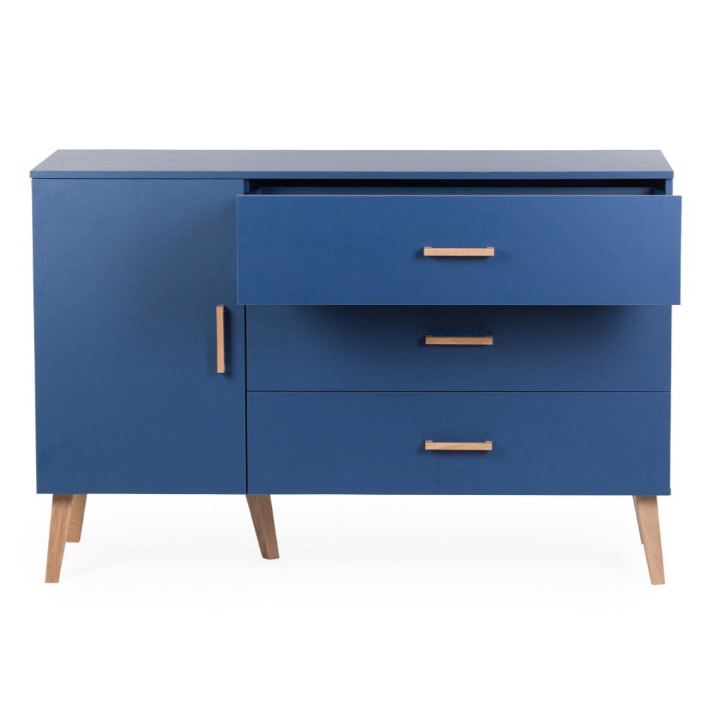 Childhome Comoda Bold Blue 137x77x98 cm cu masa de infasat