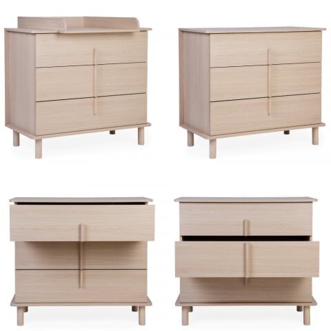 Childhome Comoda Nordica Natural cu masa de infasat 85x50x95 cm