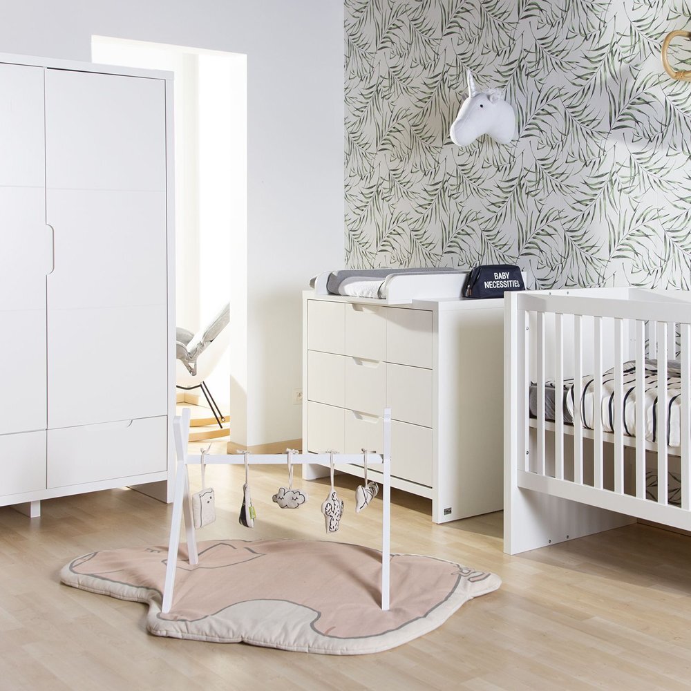 Childhome Comoda Quadro White 100x55x89 cm cu masa de infasat mdf alb