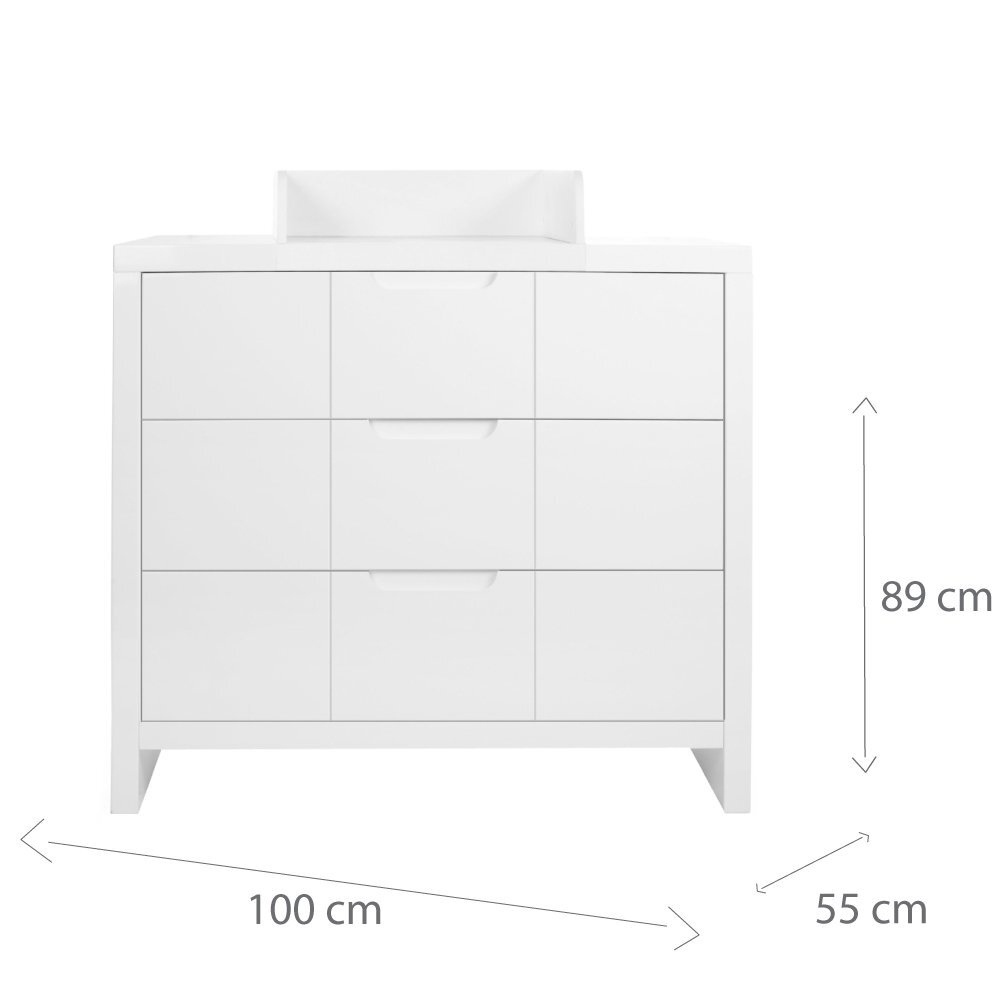 Childhome Comoda Quadro White 100x55x89 cm cu masa de infasat mdf alb