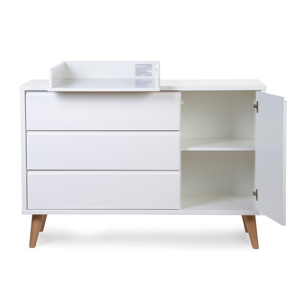 Childhome Comoda Retro Rio 133x50x90 cm cu masa de infasat Mdf Alb