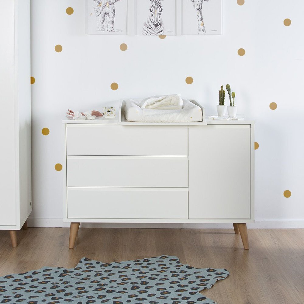 Childhome Comoda Retro Rio 133x50x90 cm cu masa de infasat Mdf Alb