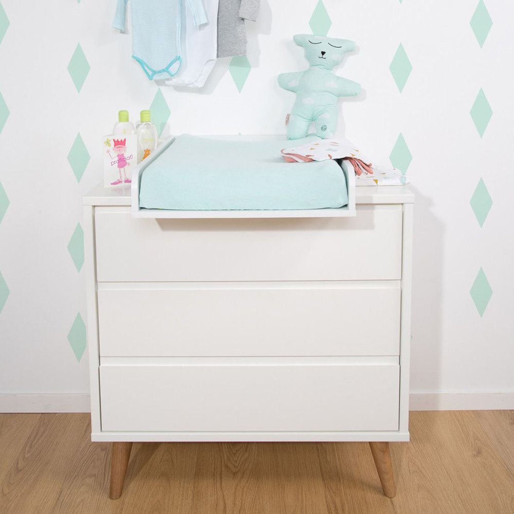 Childhome Comoda Retro Rio 90x50x90 cm cu masa de infasat Mdf Alb