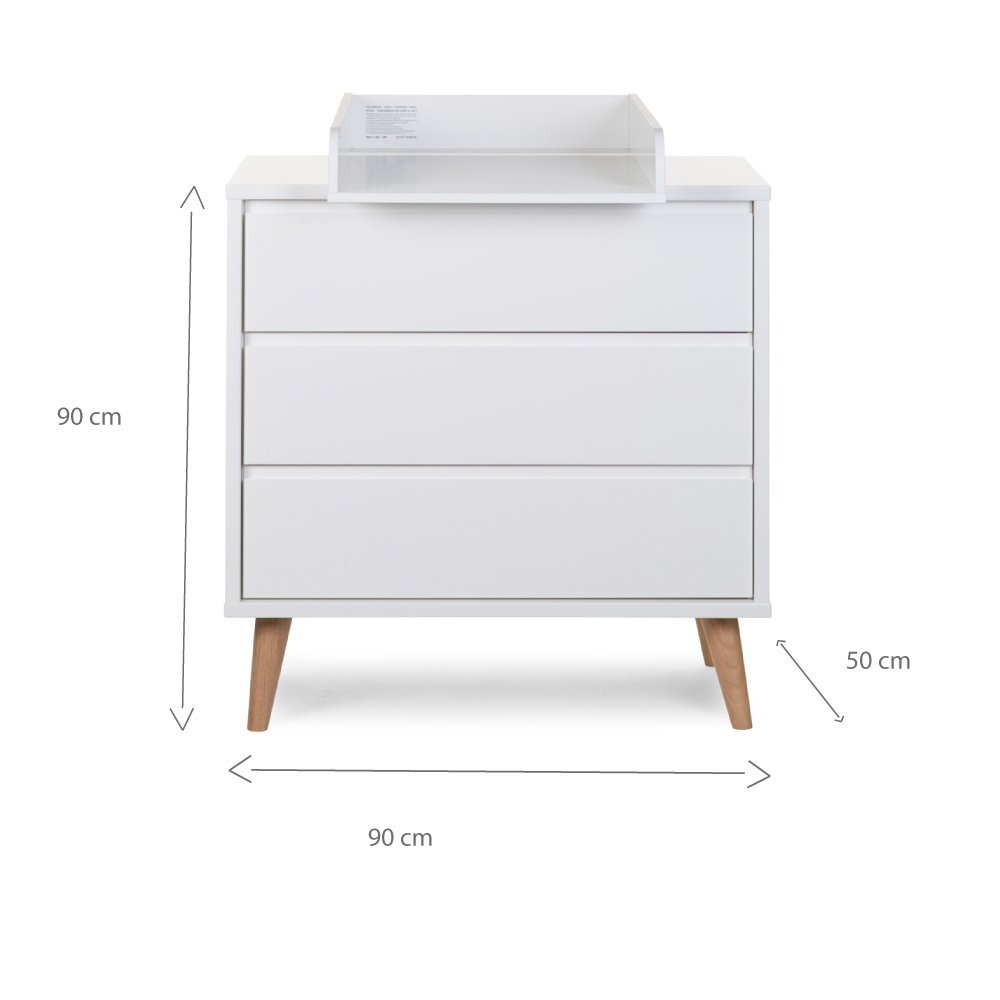 Childhome Comoda Retro Rio 90x50x90 cm cu masa de infasat Mdf Alb