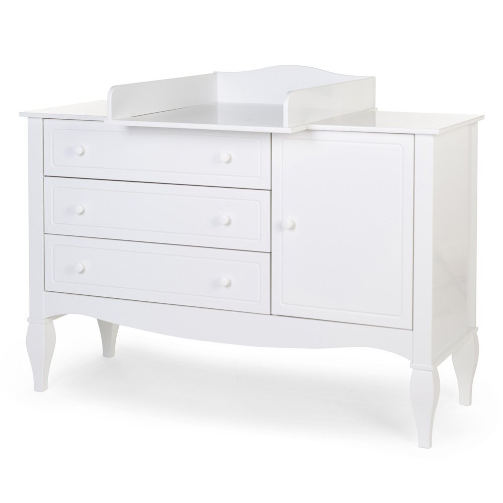 Childhome Comoda Romantic 136.8x73.3x103.4 cm cu masa de infasat Mdf Alb