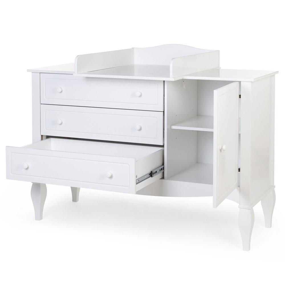 Childhome Comoda Romantic 136.8x73.3x103.4 cm cu masa de infasat Mdf Alb