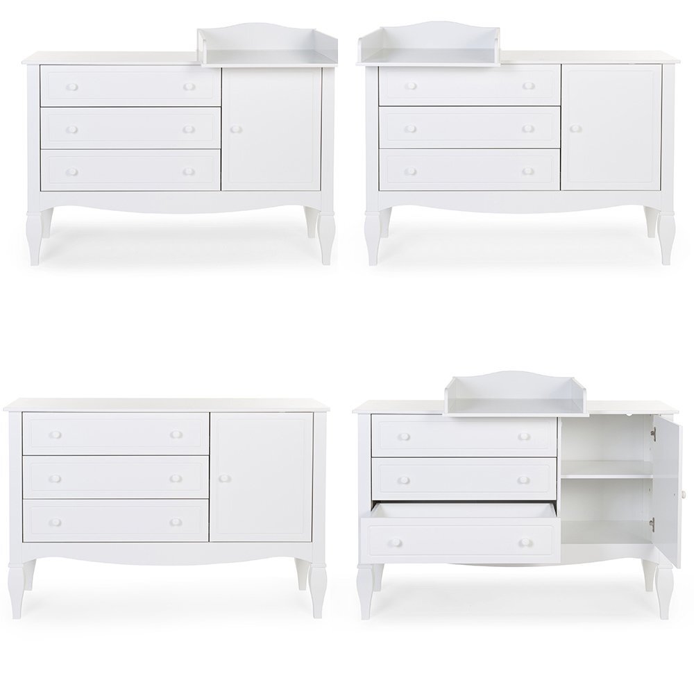 Childhome Comoda Romantic 136.8x73.3x103.4 cm cu masa de infasat Mdf Alb
