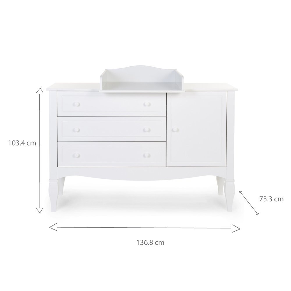Childhome Comoda Romantic 136.8x73.3x103.4 cm cu masa de infasat Mdf Alb