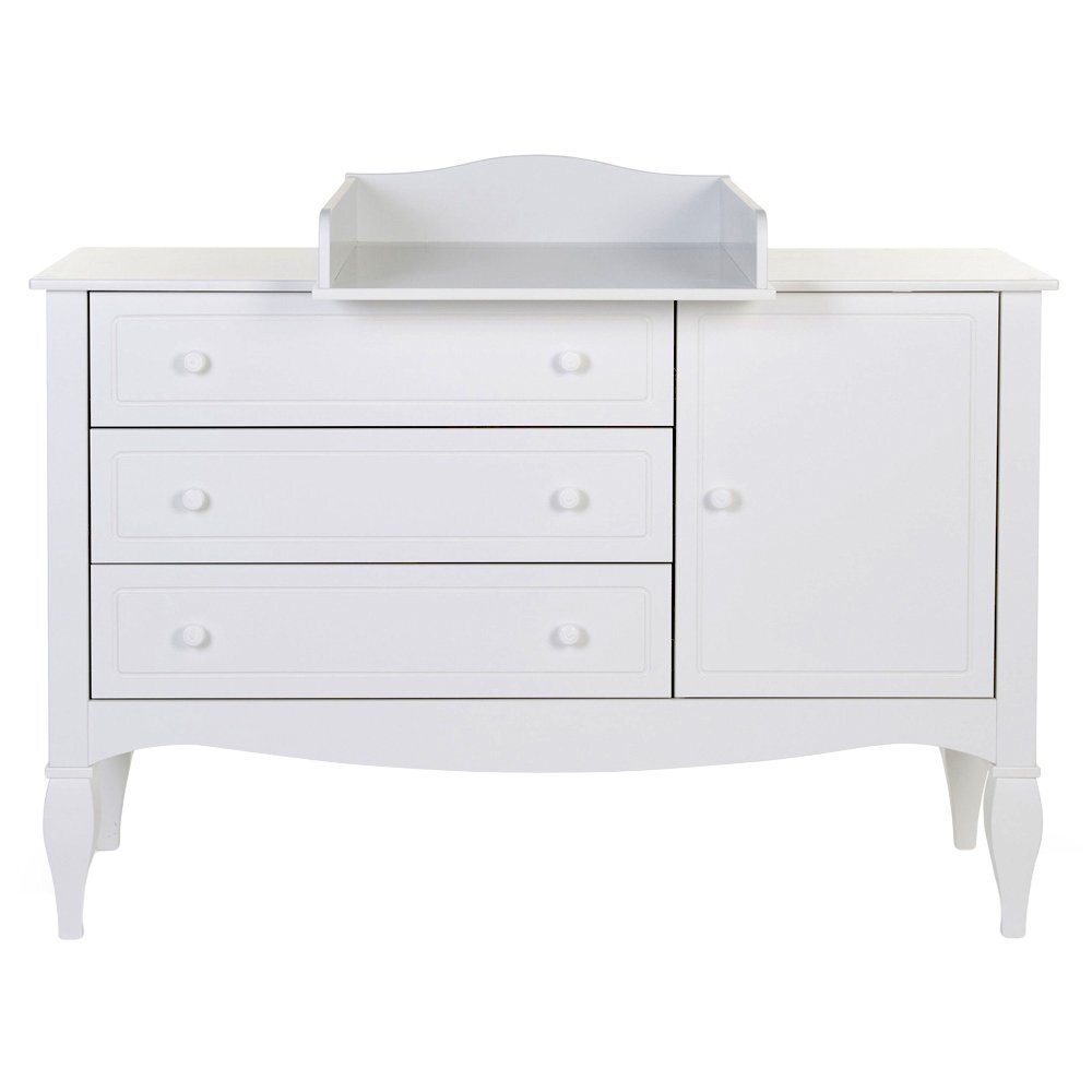 Childhome Comoda Romantic 136.8x73.3x103.4 cm cu masa de infasat Mdf Alb
