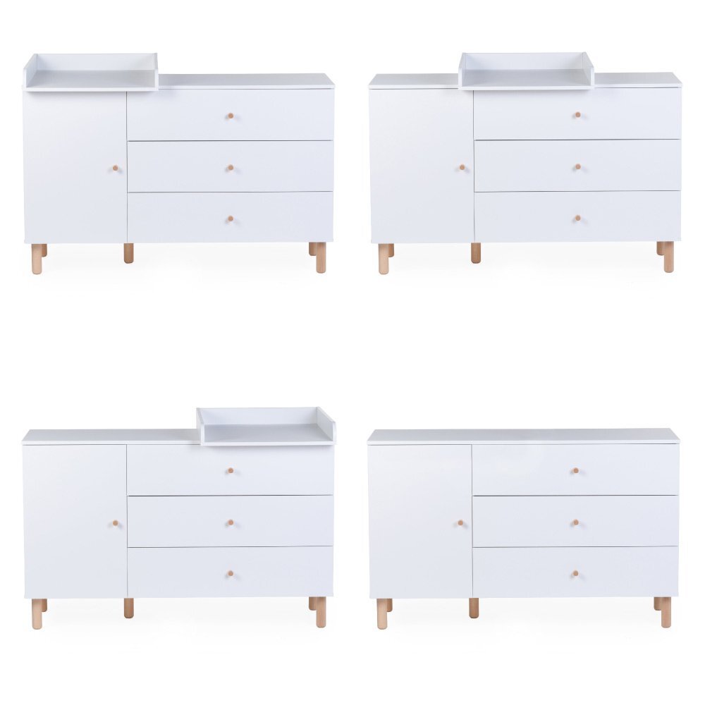 Childhome Comoda Wonder White 137x75x93 cm cu masa de infasat