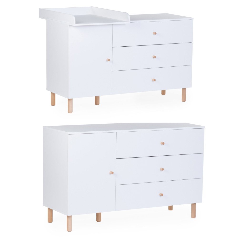 Childhome Comoda Wonder White 137x75x93 cm cu masa de infasat