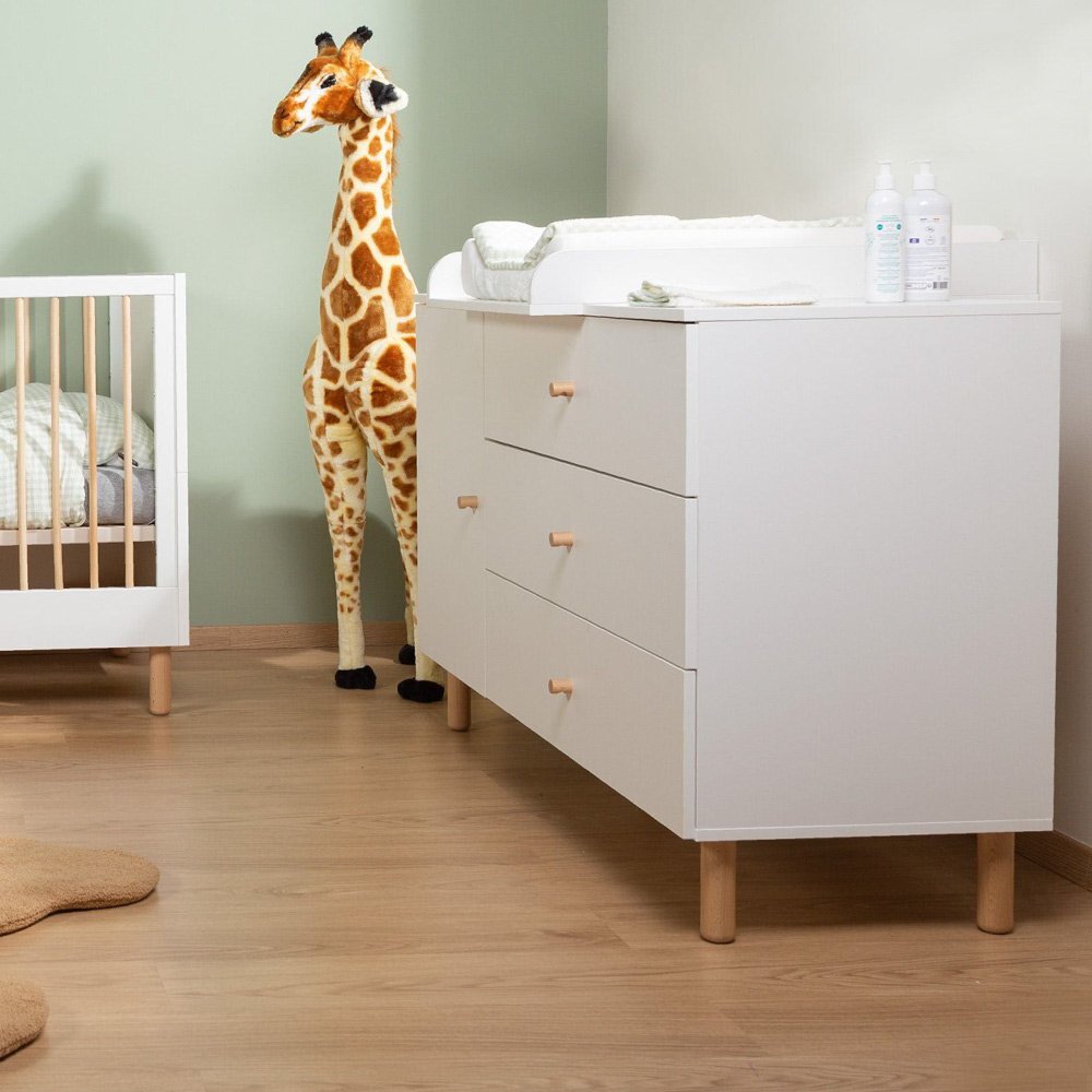 Childhome Comoda Wonder White 137x75x93 cm cu masa de infasat