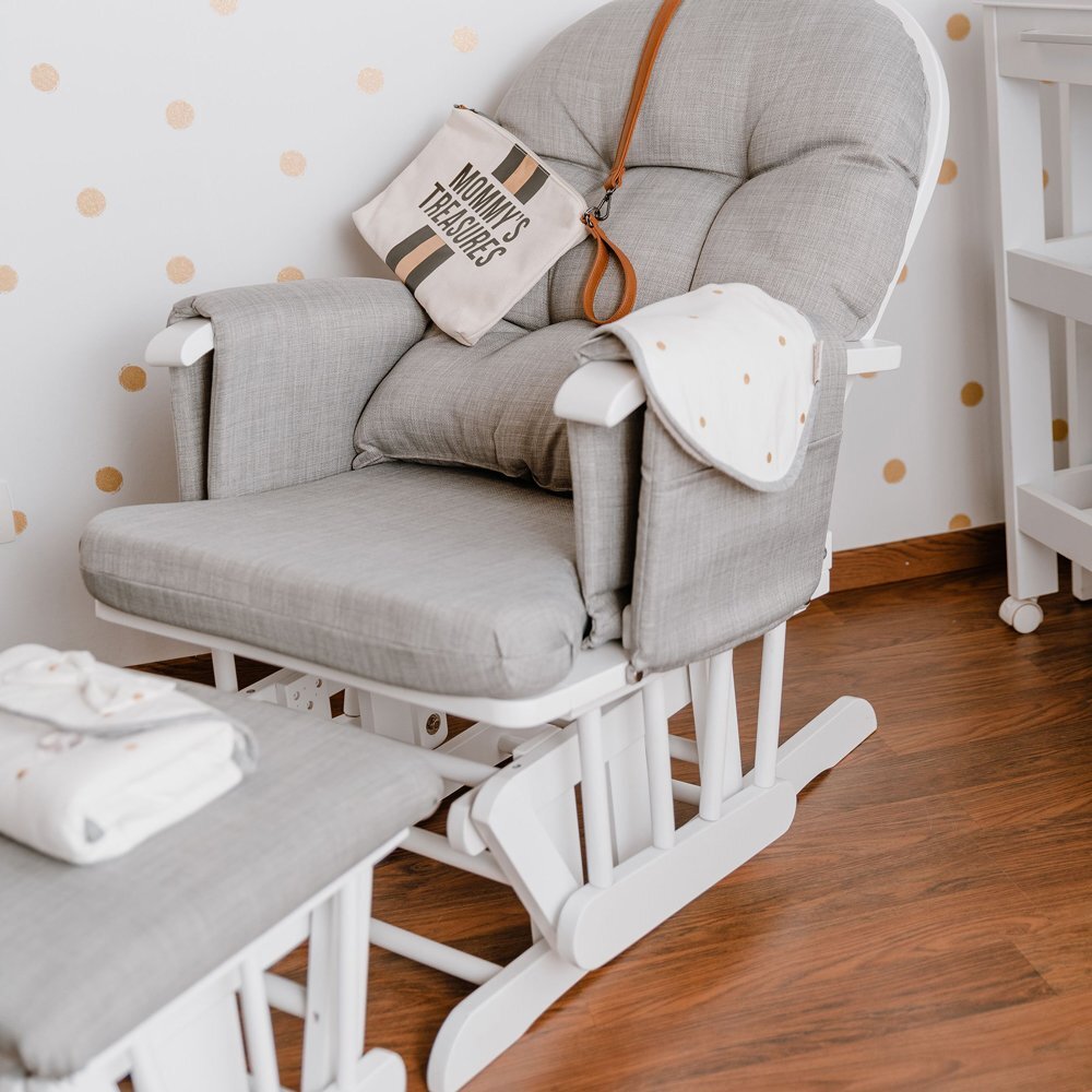 Childhome Fotoliu balansoar pentru alaptat cu suport pentru picioare Gri