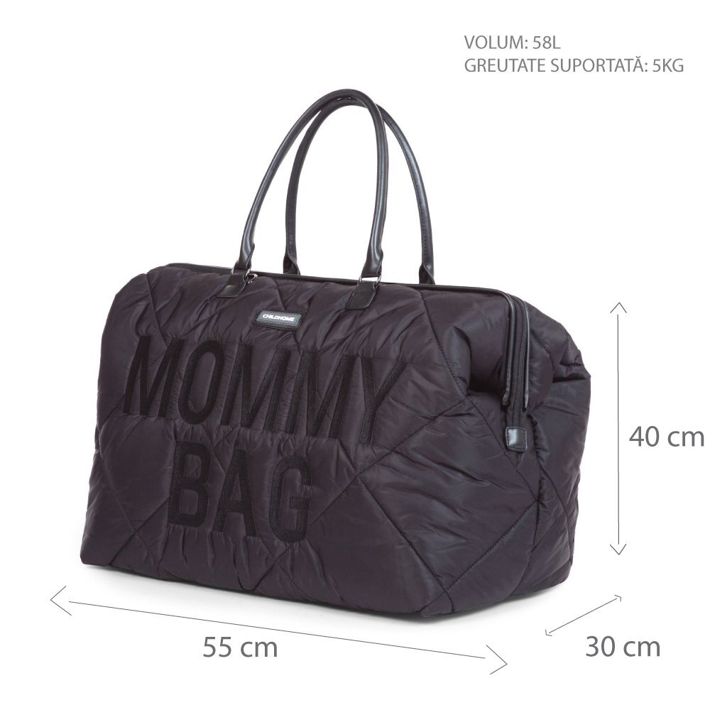 Childhome Geanta de infasat matlasata Mommy Bag negru