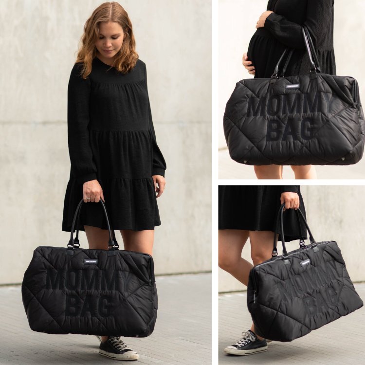 Childhome Geanta de infasat matlasata Mommy Bag negru