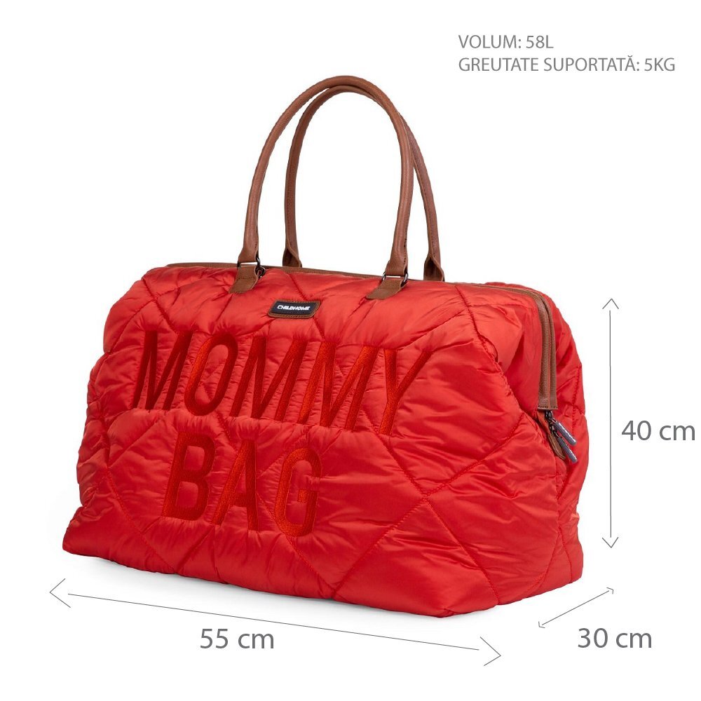 Childhome Geanta de infasat matlasata Mommy Bag rosu