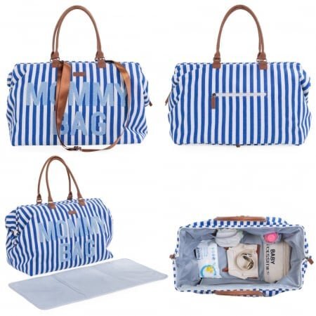 Childhome Geanta de infasat Mommy Bag albastru alb