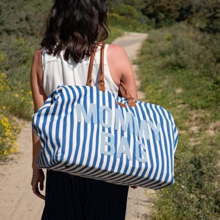 Childhome Geanta de infasat Mommy Bag albastru alb