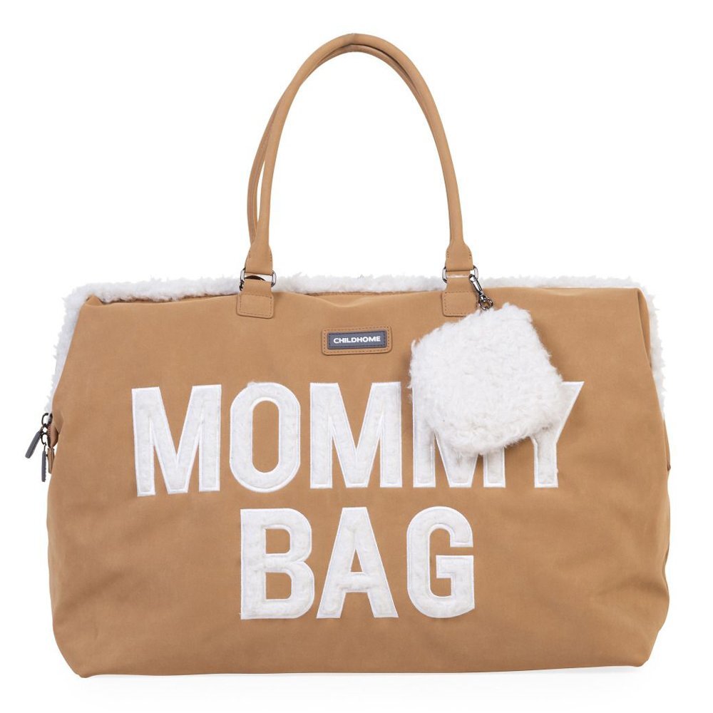 Childhome Geanta de infasat Mommy Bag aspect piele intoarsa bej
