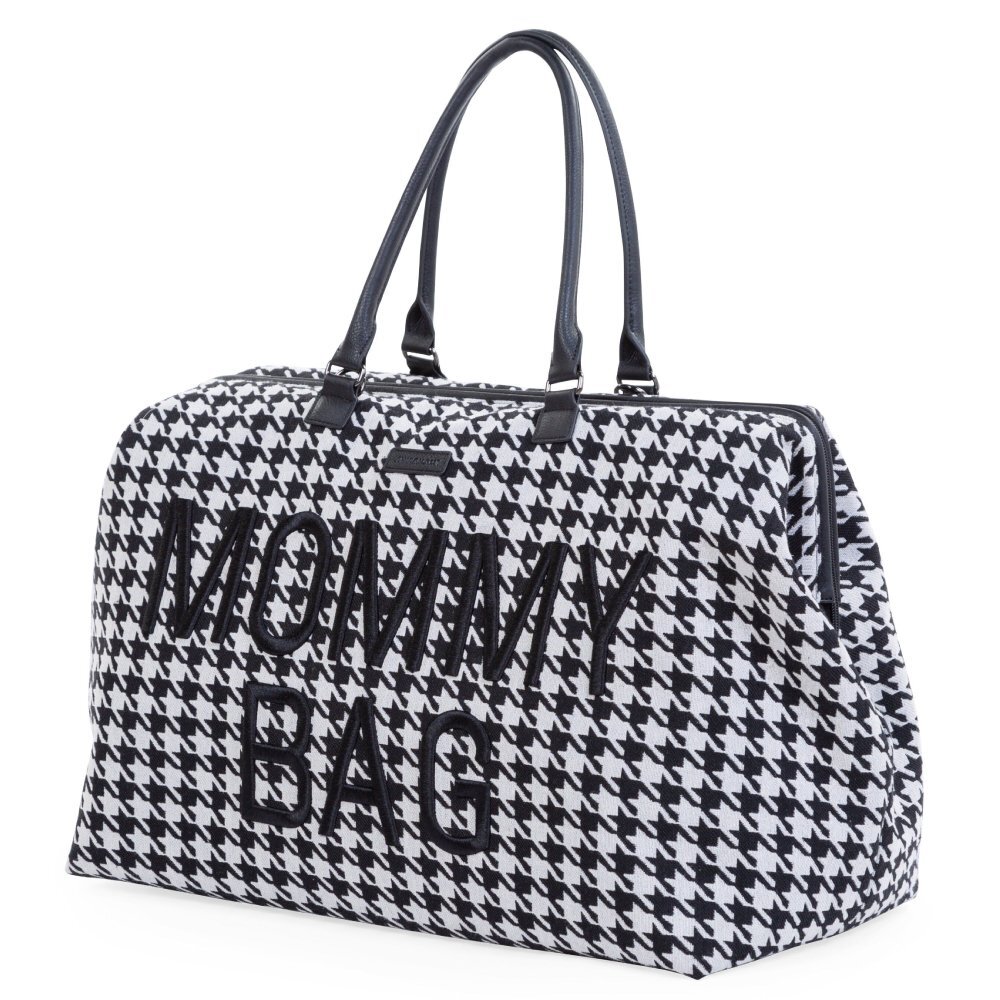Childhome Geanta de infasat Mommy Bag Pied de Poule Negru