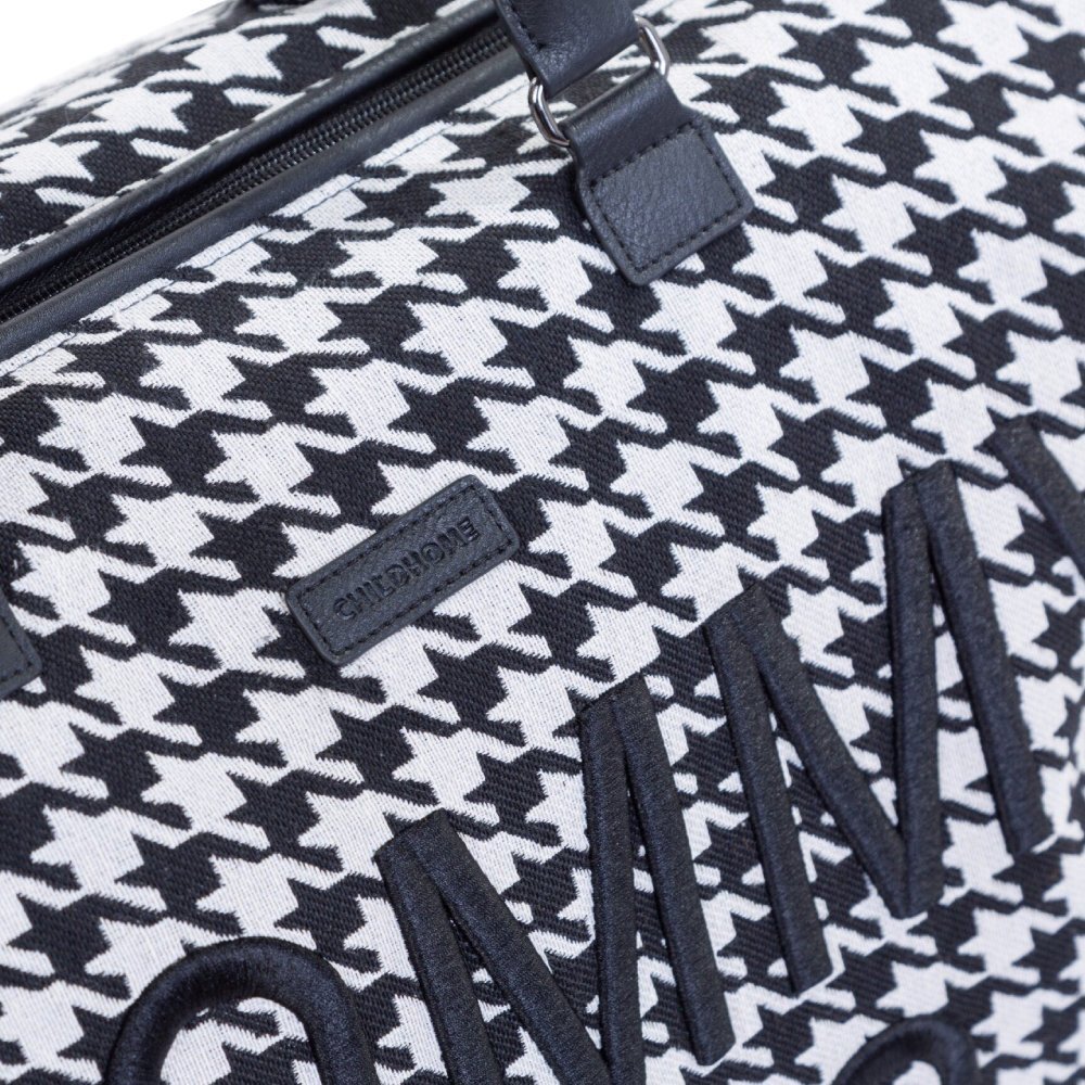 Childhome Geanta de infasat Mommy Bag Pied de Poule Negru