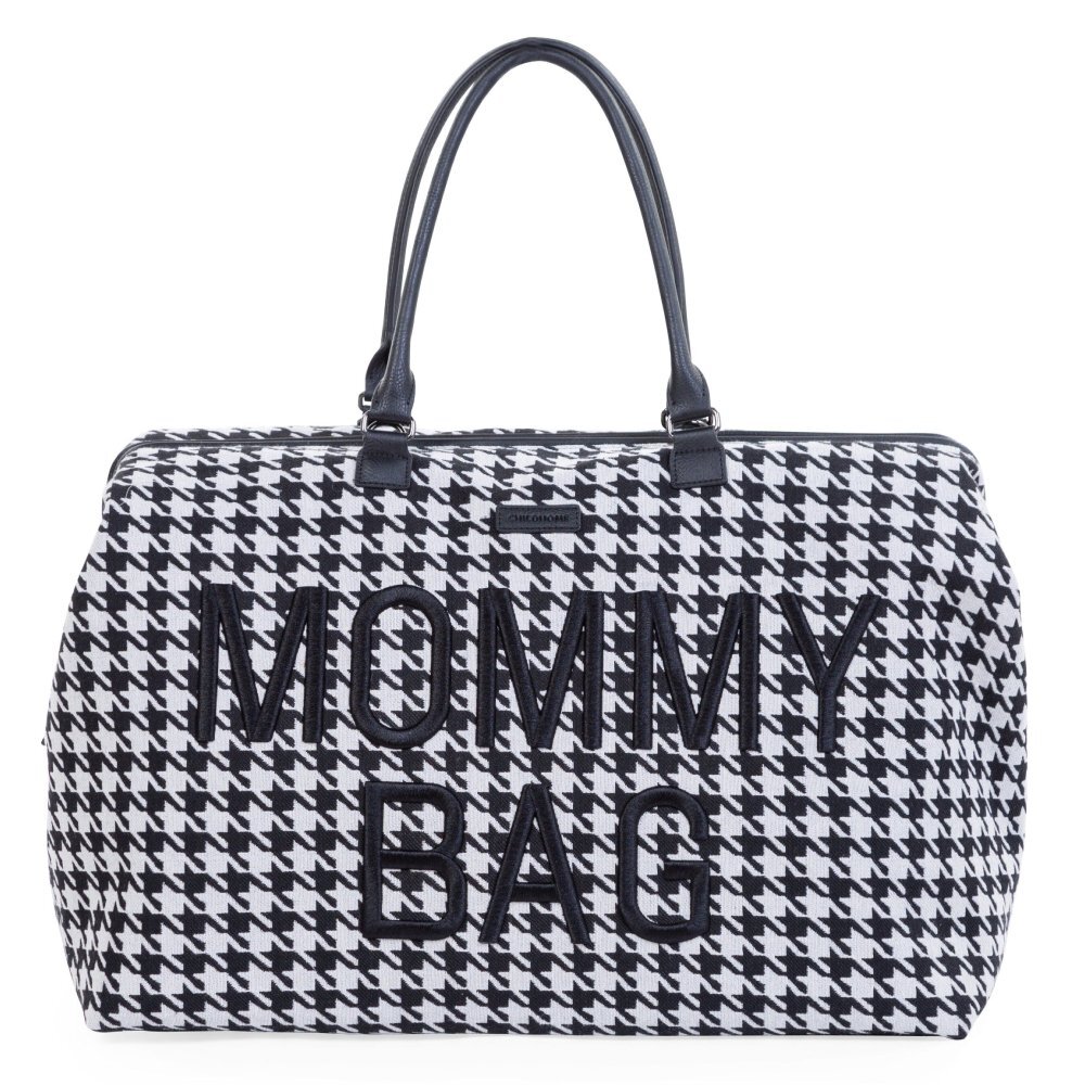 Childhome Geanta de infasat Mommy Bag Pied de Poule Negru