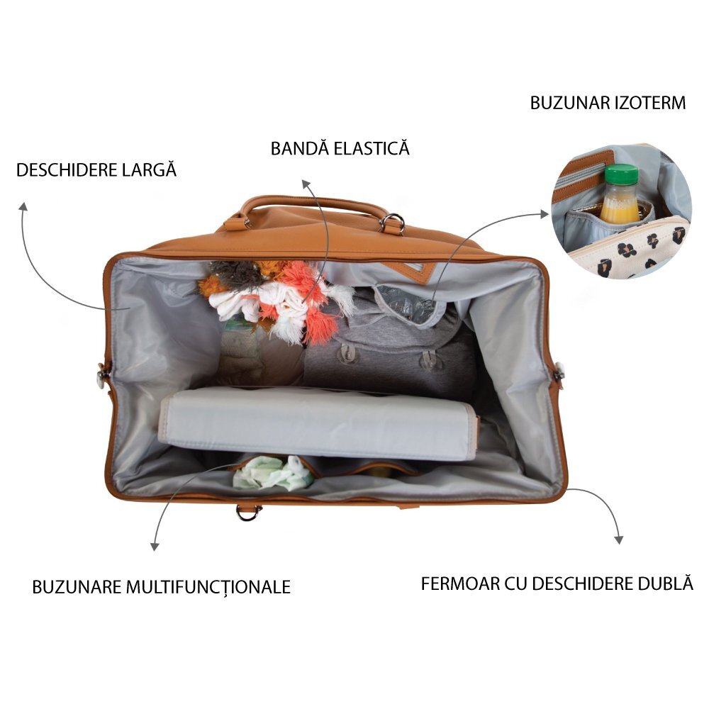 Childhome Geanta de infasat Mommy Bag piele ecologica Maro
