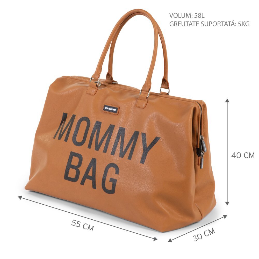 Childhome Geanta de infasat Mommy Bag piele ecologica Maro