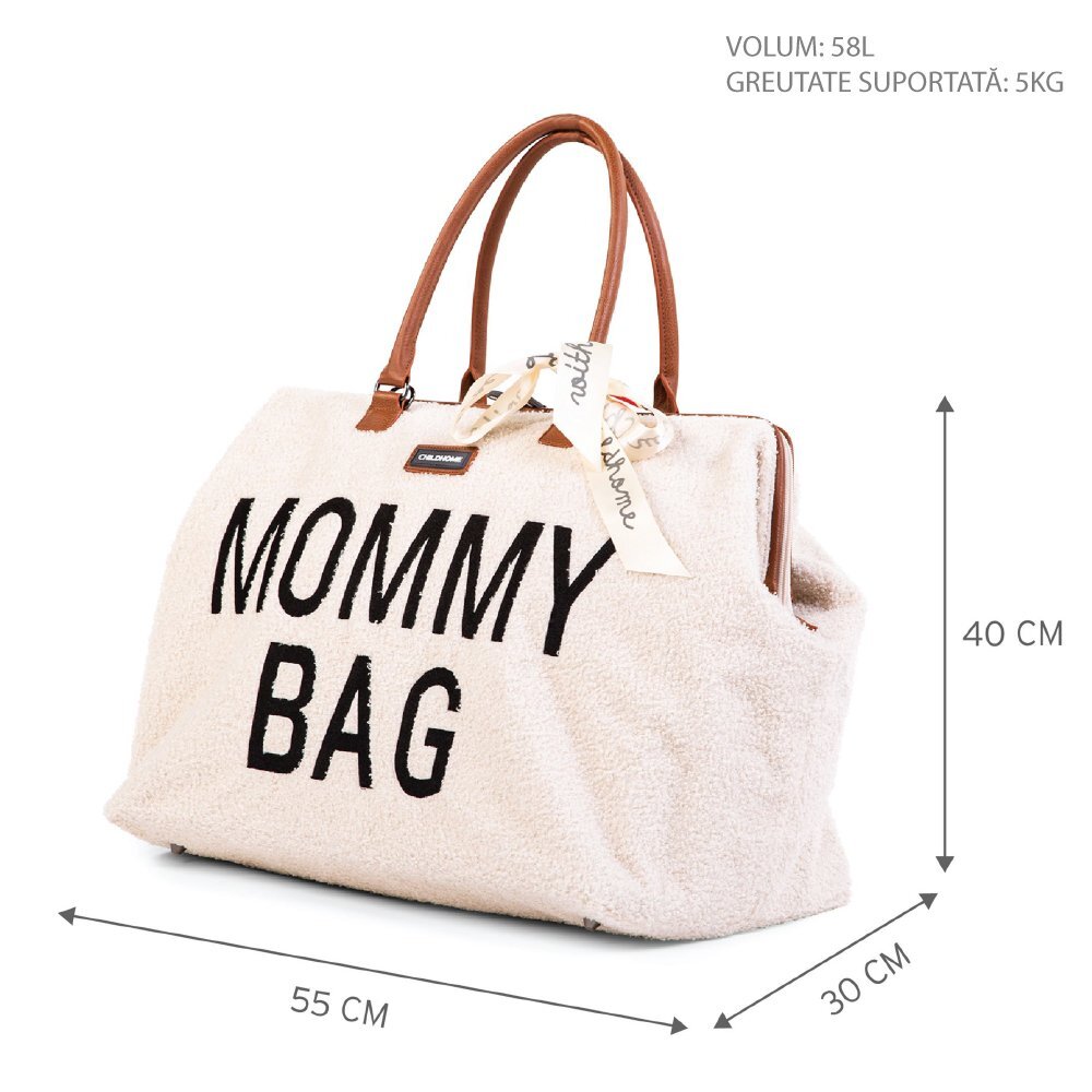 Childhome Geanta de infasat Mommy Bag teddy ecru