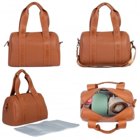 Childhome Geanta de infasat mommy club piele maro