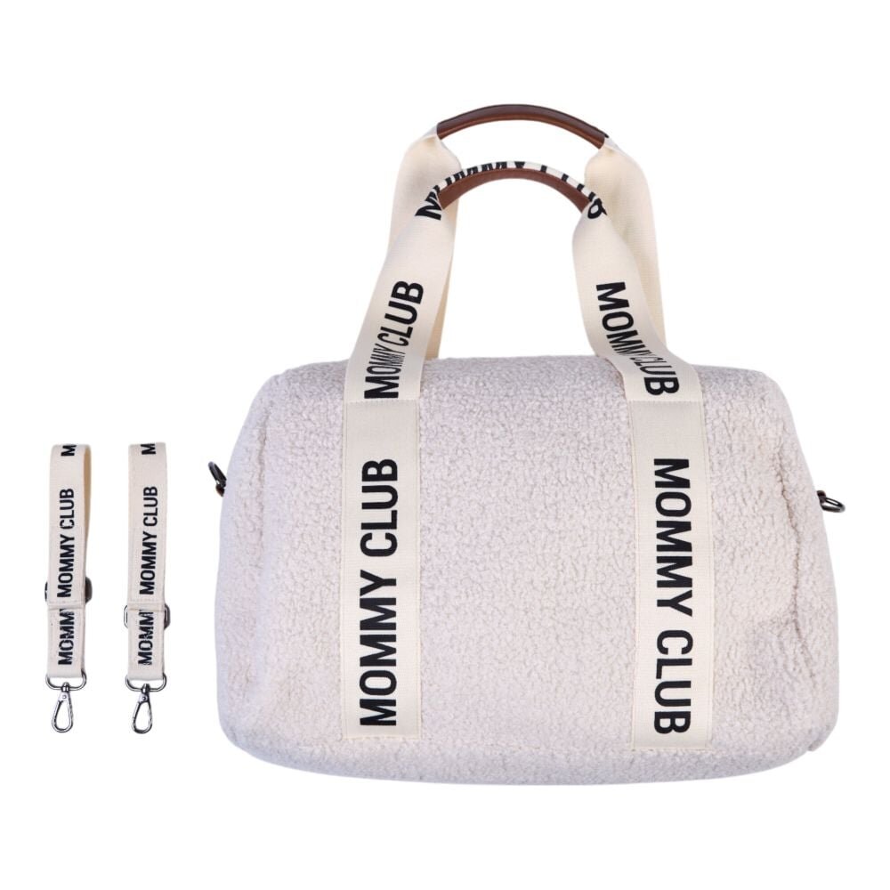 Childhome Geanta de infasat Mommy Club Signature Teddy Offwhite