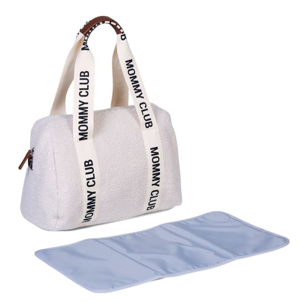 Childhome Geanta de infasat Mommy Club Signature Teddy Offwhite