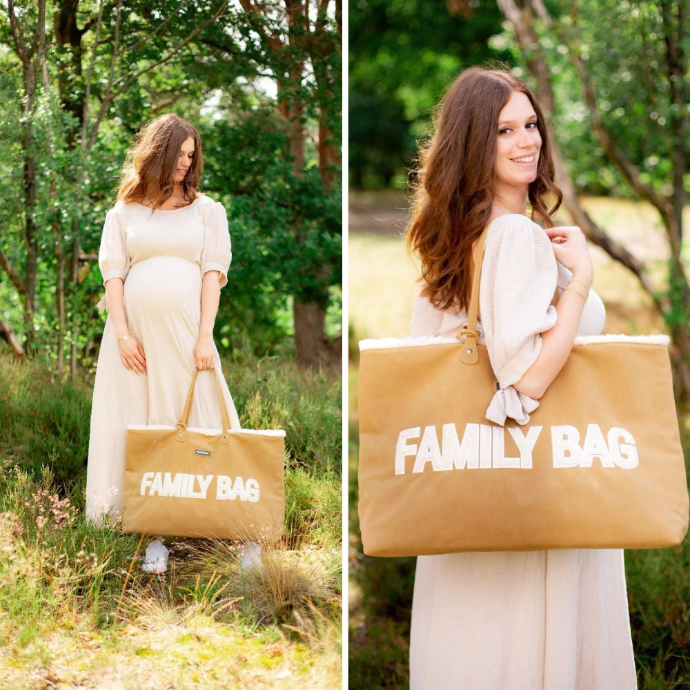 Childhome Geanta Family Bag aspect piele intoarsa bej