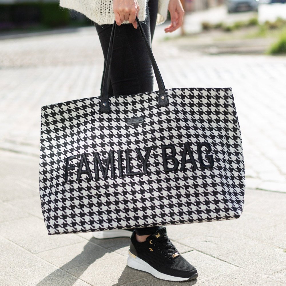 Childhome Geanta Family Bag Pied de Poule negru