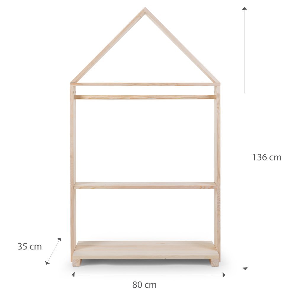Childhome Mobilier decorativ casuta cu roti 80x135 cm lemn natural