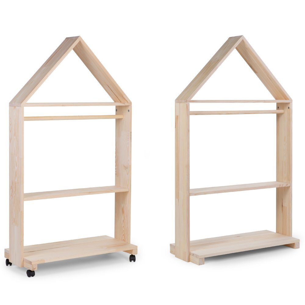 Childhome Mobilier decorativ casuta cu roti 80x135 cm lemn natural