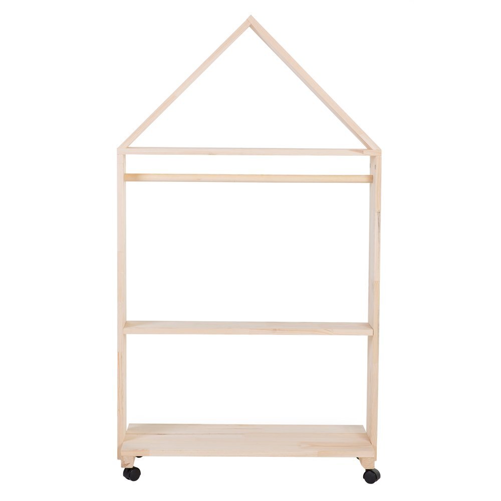 Childhome Mobilier decorativ casuta cu roti 80x135 cm lemn natural