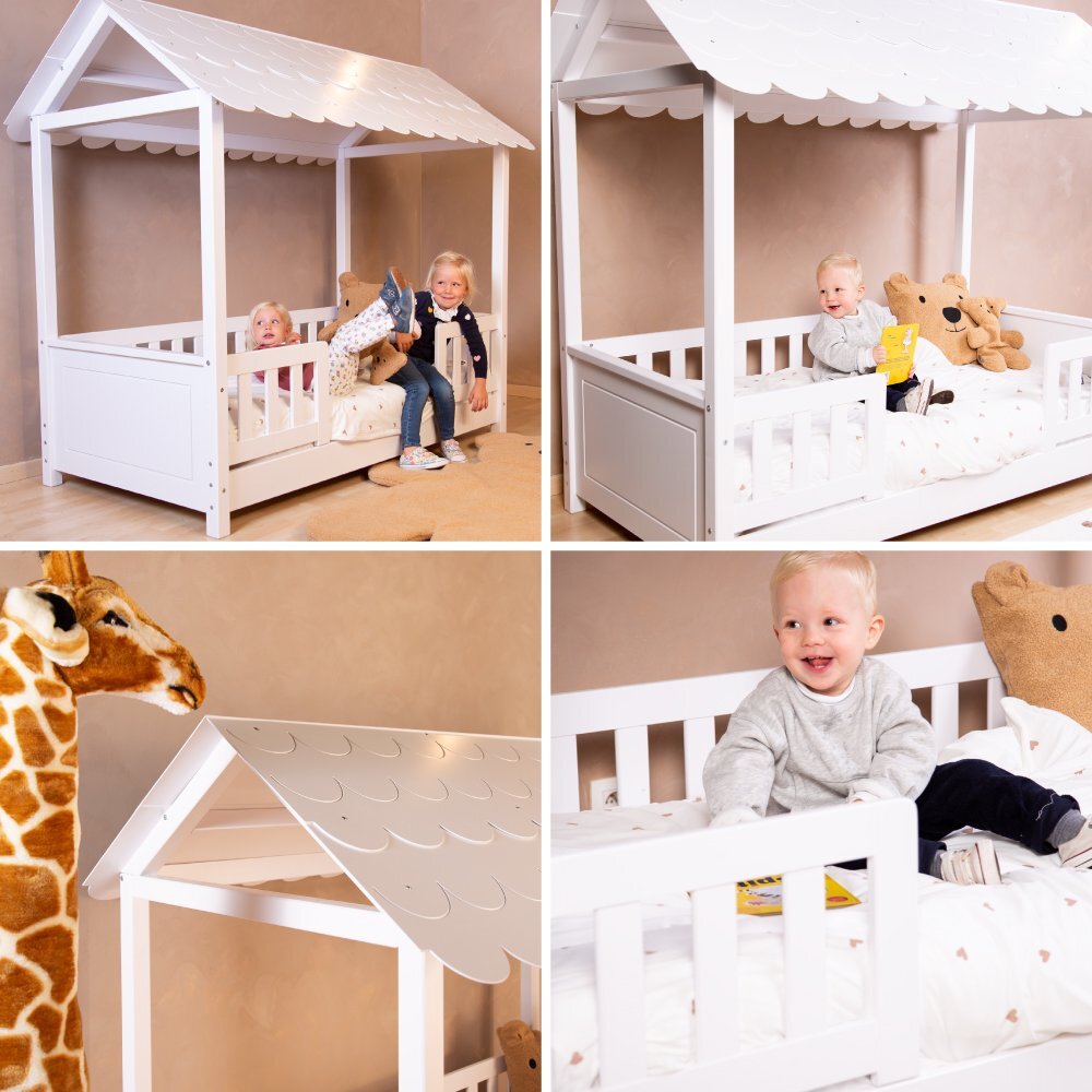 Childhome Pat Casuta cu protectii laterale 70x140 cm lemn alb