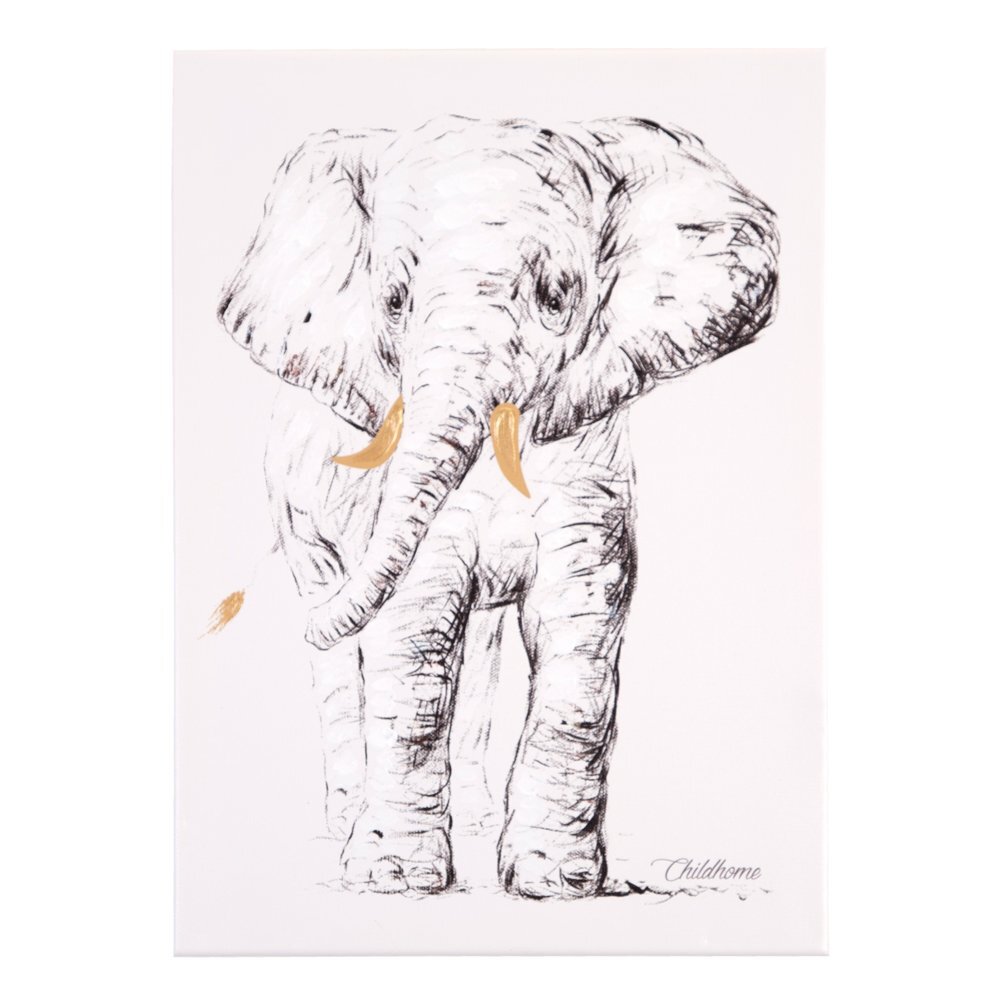 Childhome Pictura in ulei 30x40 cm Elefant cu detalii aurii