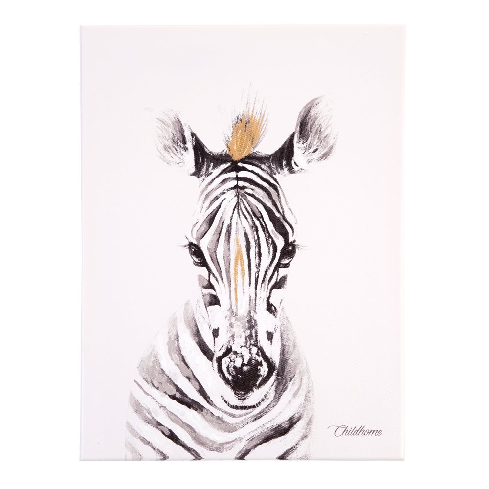 Childhome Pictura in ulei 30x40 cm Zebra cu detalii aurii