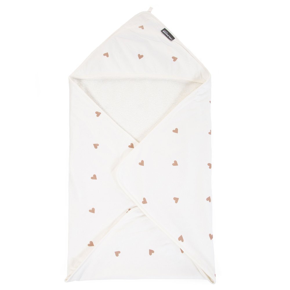 Childhome Prosop cu gluga si manusa de baie Jerse Frotir 80x80 cm inimioare