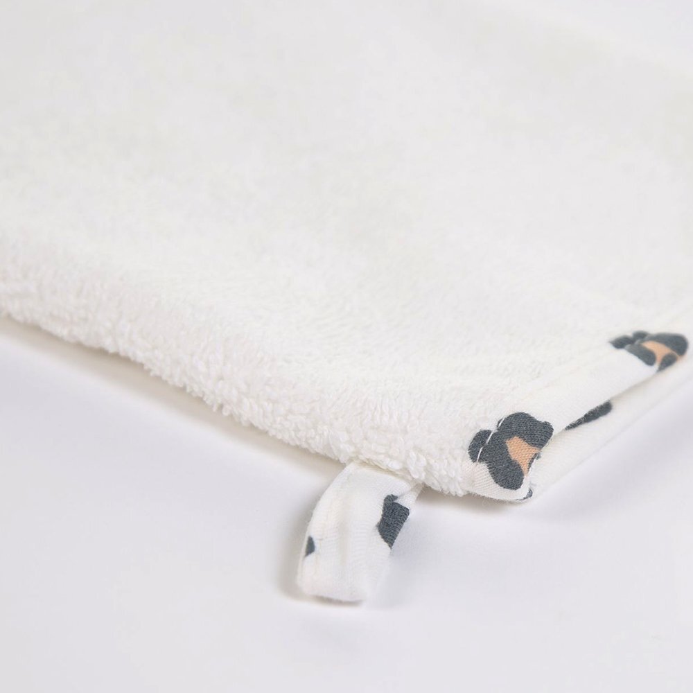 Childhome Prosop cu gluga si manusa de baie Jerse Frotir 80x80 cm leopard